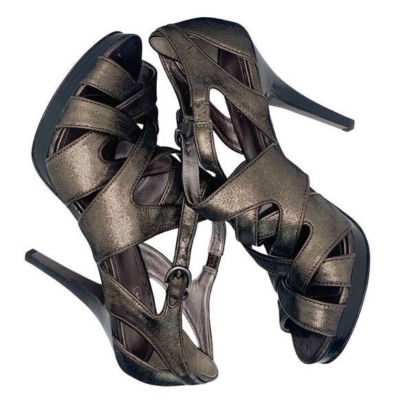 New Coach Pewter Aenya Caged Strappy Pumps High Platform Heels size 9.5 B - Picture 8 of 13